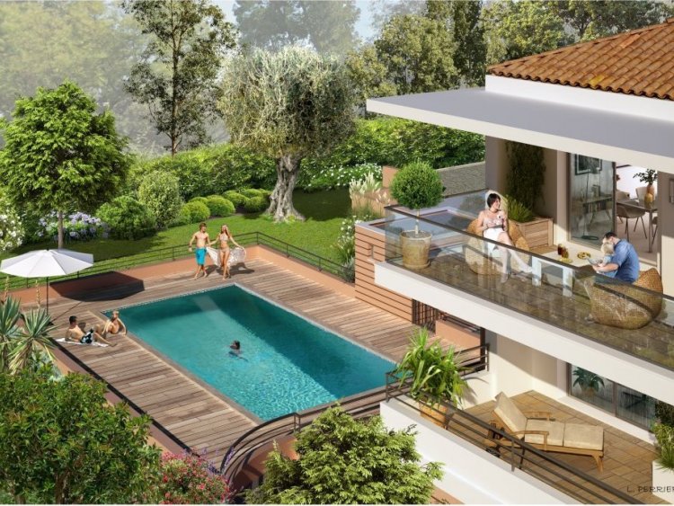 Le promoteur Immalliance propose une résidence intimiste avec piscine de 12 appartements neufs au Cannet sur la Côte d'Azur.