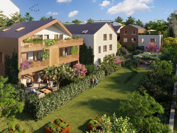 "Le Jardin des Sens" à Annecy, un projet immobilier durable transformant une friche industrielle en un parc habité verdoyant et inclusif.