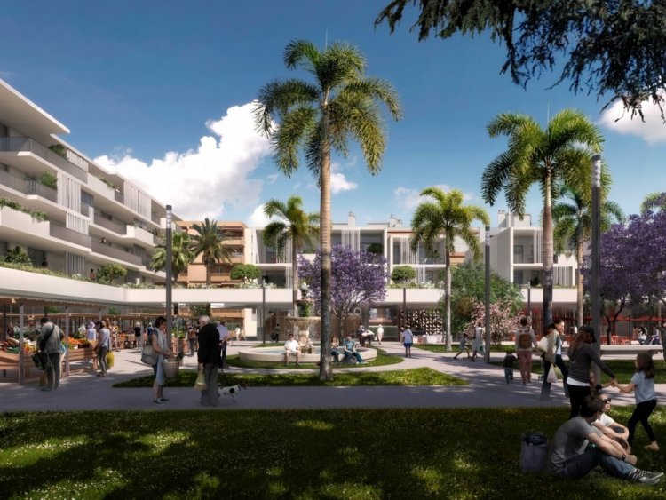 Cur Aurila, projet mixte innovant  Saint-Laurent-du-Var, runit logements, commerces et espaces vgtaliss dans un cadre mditerranen durable. | Cur Aurila / Saint-Laurent-du-Var / VINCI Immobilier