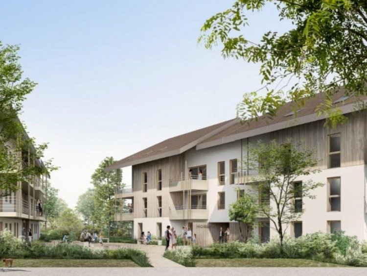 Le futur quartier des Moraines  Saint-Cergues, un projet immobilier coresponsable de 110 logements, commerces et micro-crche, imagin par Icade. | Quartier des Moraines / Saint-Cergues / De Jong Architectes pour Icade